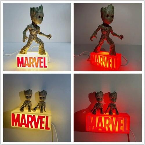 Marvel Night Light Groot Lamp Lampara LED Home Decoration Lighting Decor Lights Hero Cute Anime Lampe Manga Neon Luminaia Led
