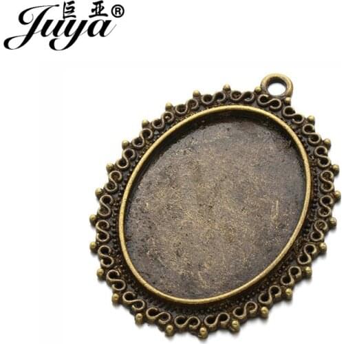 JUYA China Oval Cabochon Base Suppliers S Wave DIY Pendant Tray 2pcs/lot 40x30mm Blank Jewelry Bezel Trays Diy Pendant AD0075