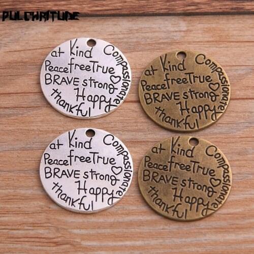 10pcs 25mm Two Color Metal Zinc Alloy Round Letter Charms Fit Jewelry Medical Plant Pendant Makings