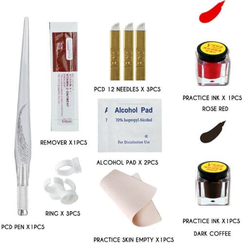 Semi Permanent Makeup Eyebrow Tattoo Practice Kit Microblading Needles Tattoo Pen Practice Pigment Practice Skin Tattoo Supplies