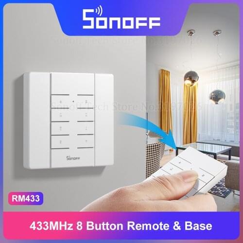 Itead Sonoff RM433 433MHz Remote 8 Button RF Remote One Key Pairing Works with 433Mhz Sonoff Smart Home Switches via eWeLink