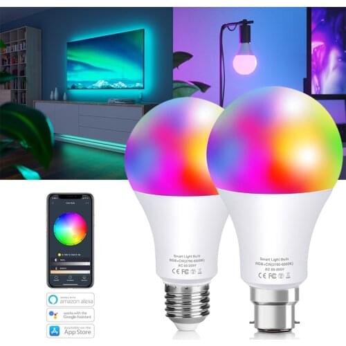 RGB Smart Lamp Full Color Dimmable E27/E14/B22 10W LED Light Bulb Works With Alexa Echo And Google Home Wifi Smart Bulbs In Room