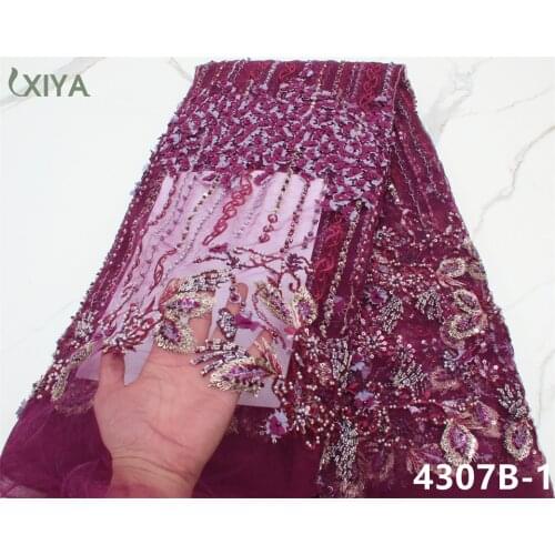 Luxury Handmade Beads Lace Fabric High Quality French Tulle Lace Fabrics Nigerian Beaded Lace Fabric for Wedding Party APW4307B