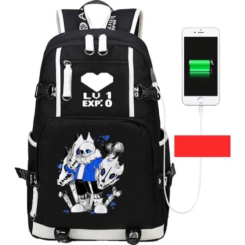 Anime Undertale Backpack for Teenager Boys Girl School Bags Laptop Bag Men Waterproof Multifunction USB Charging Travel Backpack