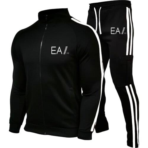 New Men Tracksuit Zipper Hoodie Set 2 Pieces Autumn Winter Sporting Track Suit Male Fitness Sweatshirts Jacket + Pants Sets