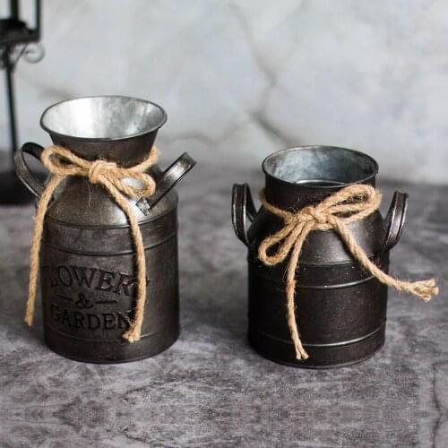 Vintage Wrought Iron Flower Bucket Flowerpot Flower Succulent Family Garden Deck Home Decoration Iron Art Flower Vase