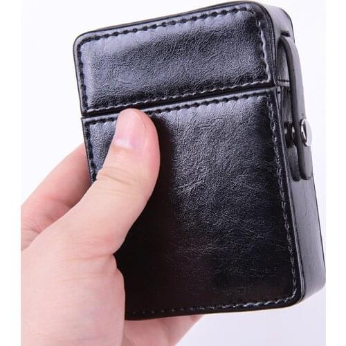 Vintage Cigarette Box Lighter Holder Tobacco PU Leather Gifts For Men Smoker Smoke Tools Cigar Case Smoking Accessories