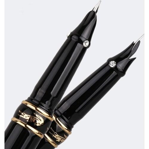 Crocodile 215 High Quality 0.38mm Extra Fine Nib Finance Fountain Pen with Diamond Metal Ink Pen for Gift Office Stationery