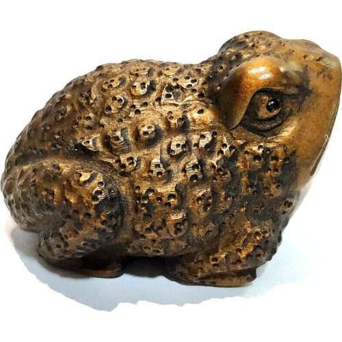 Y7444 - 2 " Hand Carved Japanese Boxwood Netsuke Figurine Carving : Frog or Toad