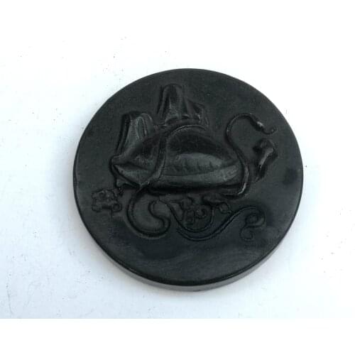 YIZHU CULTUER ART Collection Old China Hongshan Culture Black Magnet Jade Snake Turtle Pendant Ornament