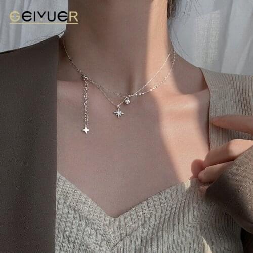 925 Sterling Silver Clavicle Chain Necklaces for Women Star Leaf Charm Pendants Necklace Wedding Birthday Party Jewelry 2021 New