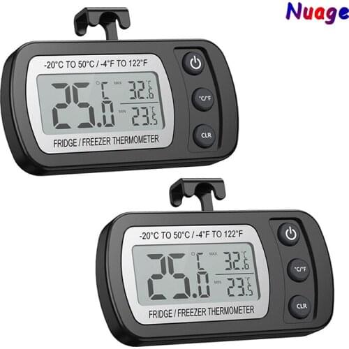LCD Digital Thermometer With Hook Waterproof Fridge Freezer Thermometer Precision Min/Max Current Temperature Display Home Use