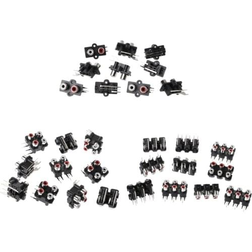 10 Pcs 2/4/6 Hole RCA Female Pin Jack Stereo Video AV Socket Connector