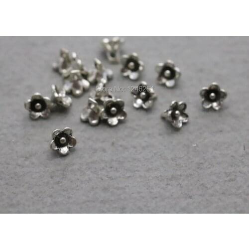 10PCS Boutique Flowers pendant button DIY Fittings for Accessory Machining metal parts Silver-plate 8*8mm components Findings