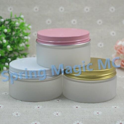 100ml Frosted Plastic Cosmetic Jar With white gold pink Aluminum Lid PET Jars Cream Container Hair wax/mask bottle