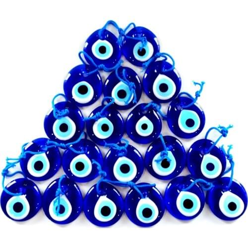 Pack of 20 Handmade Glass Evil Eye Bead to Distribute as a Gift