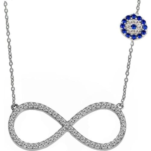 925 Sterling Silver Women Necklace Infinity with Evil Eye Design