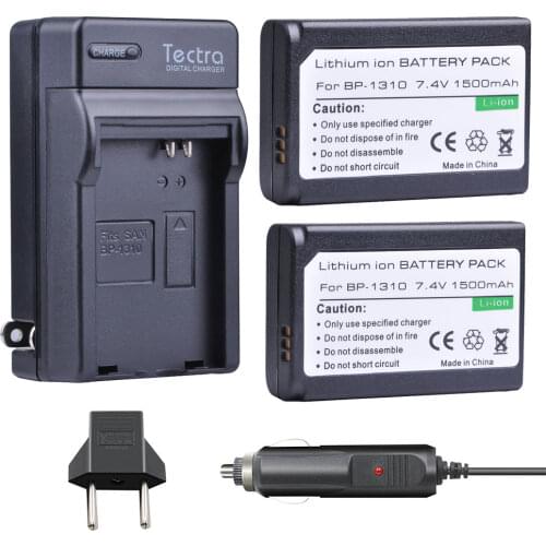 Tectra 2pcs BP-1310 BP 1310 BP1310 Battery + Car Charger for Samsung NX11 NX20 NX5 NX10 NX100 Camera Batteries