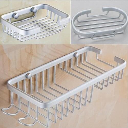 Aluminum Bathroom Accessories Storage Shampoo Box Soap Dishes Extended Soap Net Storage Rack Oval Drain Rack