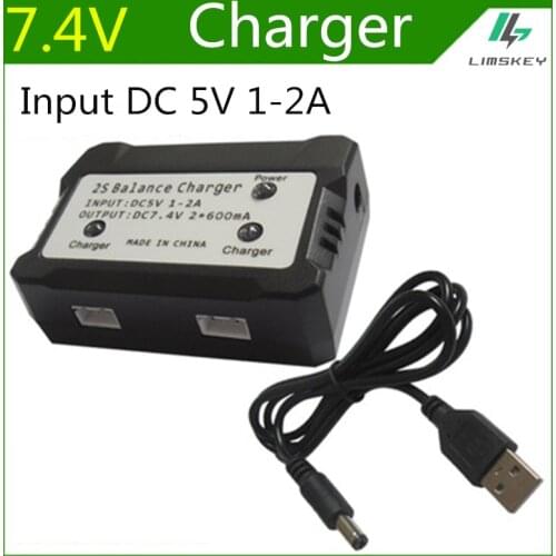 DC 5V 1-2A 7.4V 600mAh Balance Charger For 2S Lipo battery For Syma X8C MJX X600 X101 RC Toys 7.4V balance Charger Plug