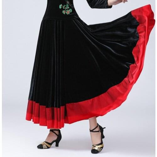 Velvet Flamenco Skirt Women Long Skirt Classical Dance Costume Spanish Bullfight Dress Stage Costume European Clothing DL7380