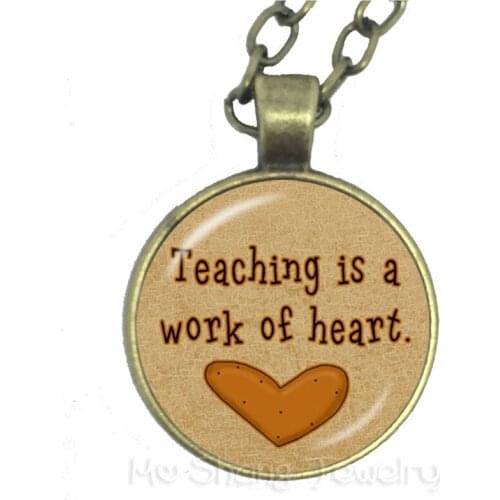 Thanks Teacher Love Heart Necklace Chic Pendant Thanksgiving Teacher School Party Gifts Souvenir Sweaterchain Teachers' Day Gift
