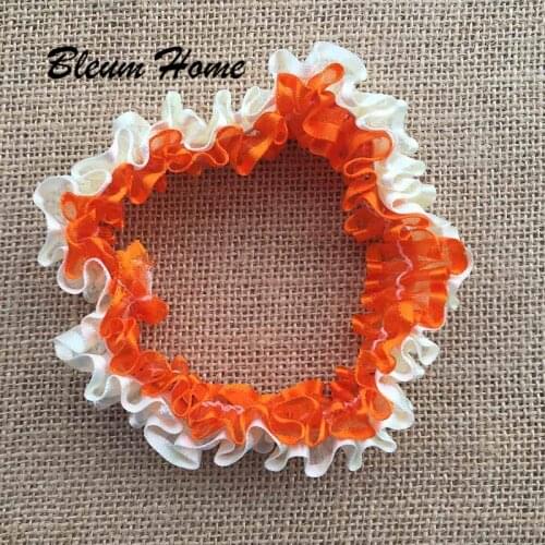 Bleum Home 2pcs Sandwich design 2 colors ribbon elasticity Elastic Hair Bands Scrunchie Tie Ring Rope Girls' Ponytail Holder