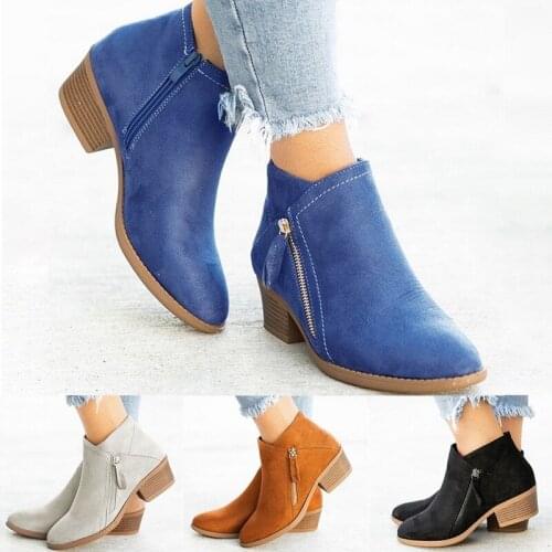 Women Ankle Boots Dropshipping Autumn Low Heels Leopard Boots Platform Sexy Ladies Khaki Pumps Boots Shoes 2021 New Winter