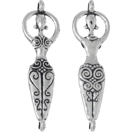 DoreenBeads Zinc Alloy Connectors Findings Venus Of Willendorf Fertility Goddess Pregnancy Silver Color 43mmx12mm 2 Pieces