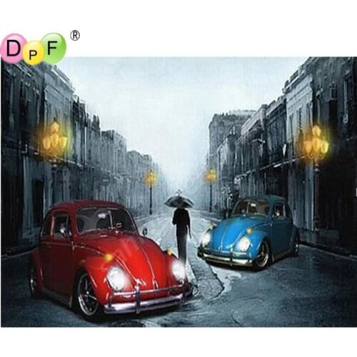 DPF DIY Diamond Painting cars Cross Stitch Kits Full Diamond Embroidery 5D Diamond Mosaic Needlework night city car home Decor