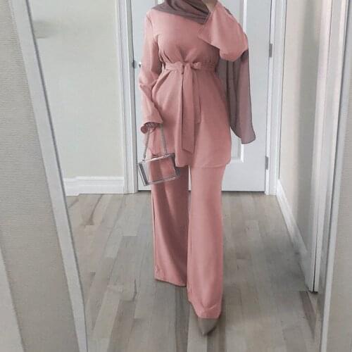 Dubai Abaya Eid Mubarak Kaftan Turkey Muslim Fashion Hijab Dress Sets Islam Clothing Abayas For Women Musulman Ensembles De Mode