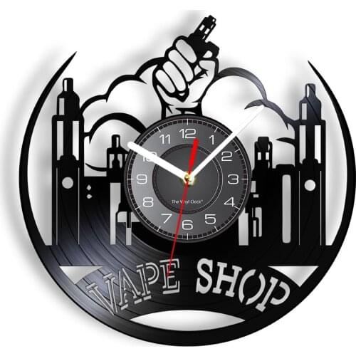 Vape Electronic Cigarettes Shop Smoker Vinyl Record Wall Clock For Vaping Bar Pub Vapor Decor Smoking Vintage Watch Timepieces