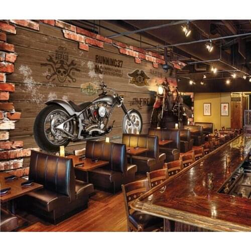 CJSIR Papel De Parede Custom Photo Wallpaper 3D Retro Motorcycle Nostalgic Brick TV Background Wall Home Decoration Mural