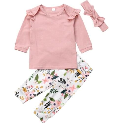 Baby Girl Ruffle T Shirt Top Romper Flower Leggings Outfit Set Clothes