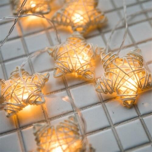 Thrisdar 5M 20LED Star Shape Fairy String Light 220V Holiday Christmas Party Wedding Festoon Rattan Starry Star Fairy Light
