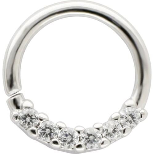 JHJT 16G Nose Hoop Ring 316L Surgical SS Cubic Zirconia Cartilage Earrings Septum Nose Hinge Segment Body Jewelry For Women Men