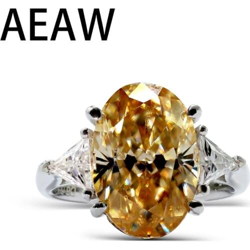 AEAW Halo Moissanite Ring Main Stones 6ct Carat Oval Cut Brilliant Moissanite Engagement Ring in Silver for Women
