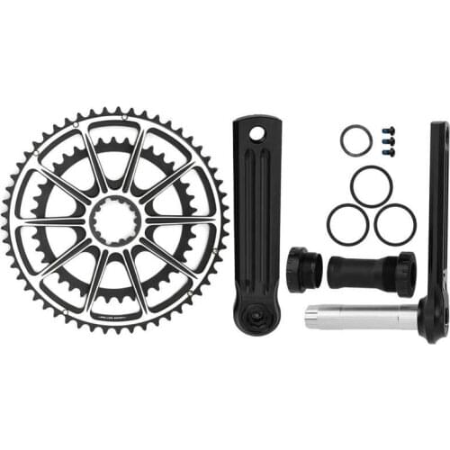 Mountain Bike Crank Hollow Integrated Crankset Sprocket Double Chainring 53-39T Aluminum Alloy Bicycle Crank with Bottom Bracket