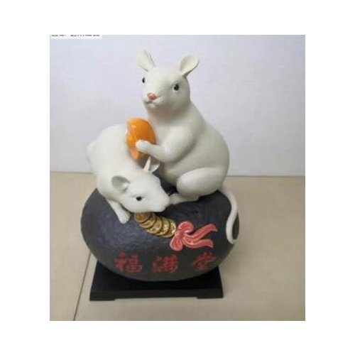 Rat Mouse zodiac fumantang presents Shiwan ceramic doll living room porch club decoration luxury Animal Sculpture statue