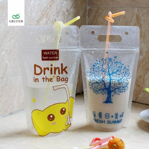 Multi-types Logo Printing Matte Stand-up Plastic Drink Packaging Bag Pouch For Beverage Juice Coffee Water W/Hang Hole 450ml 100