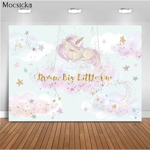 Mocsicka Baby Shower Background Fantasy Unicorn Decoration Style Newborn Baby Photo Background Photography Studio