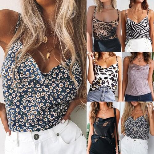 Fashion Women Sexy Leopard Dot Print Chiffon Camisole Blouses T-shirt Tank Tops Female Streetwear Tops Clothes Tank Top Summer