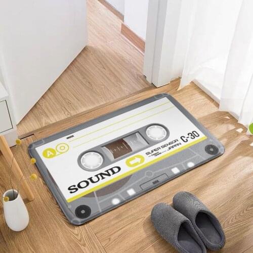 Music Tape Doormat Retro Fun Floor Carpet Home Decor Indoor Rug for Living Room Kitchen Non-Slip Vacuuming Mat Rugs for Kitchen