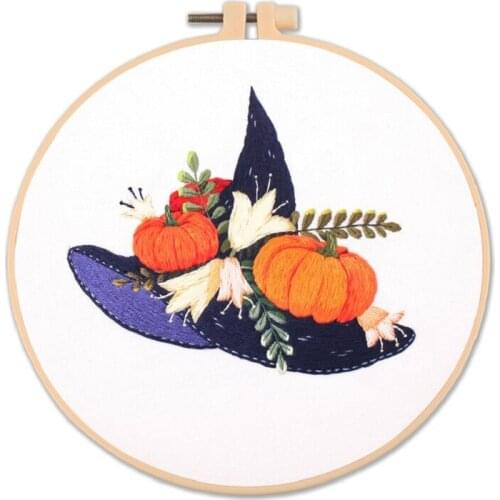 Halloween Embroidery Kits for Beginners, Full Range Embroidery Starter Kit, Embroidery Set, Craft Gift, English Instructions (A)