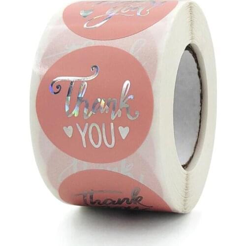 1.5IN Sliver Adhesive Custom Labels Thank You Stickers for Kids Seal Paper Scrapbook Stationery Small Business Supplies 50PCS