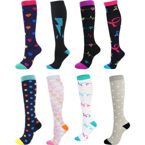 Multi-color Women Long Thigh High Socks Compression Stretch Socks Outdoor Party Funny Elastic Nursing Calf Socks Female
