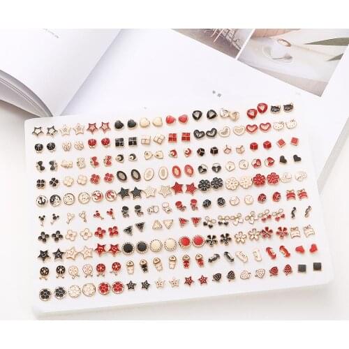 New Arrivals 100pairs/pack Mixed Styles Rhinestone ABS Flower Geometric Animal Stud Earrings Set For Women Jewelry Accessories
