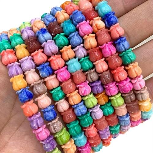 Wholesale Mix Color Lily Of The Valley Flower Round Natural Shell Spacer Beads For Jewelry Making DIY Bracelet Charms 8*9mm