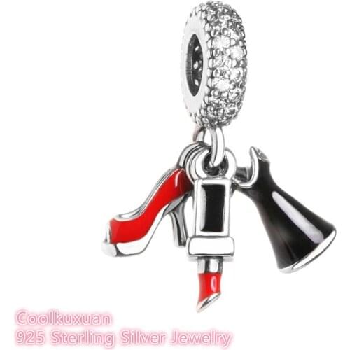 Autumn 925 Sterling Silver Glamour Trio Dangle Charm, Mixed Enamel & Clear CZ Beads Fit Original Pandora Charms Bracelet