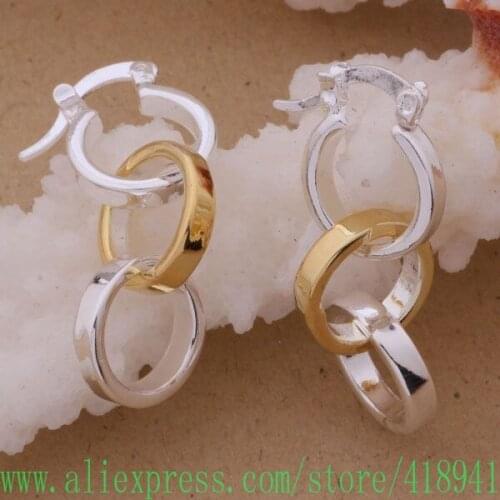 Silver Plated earrings , Silver Plated fashion jewelry , Two color double loop /edvamvca bexajwea AE215